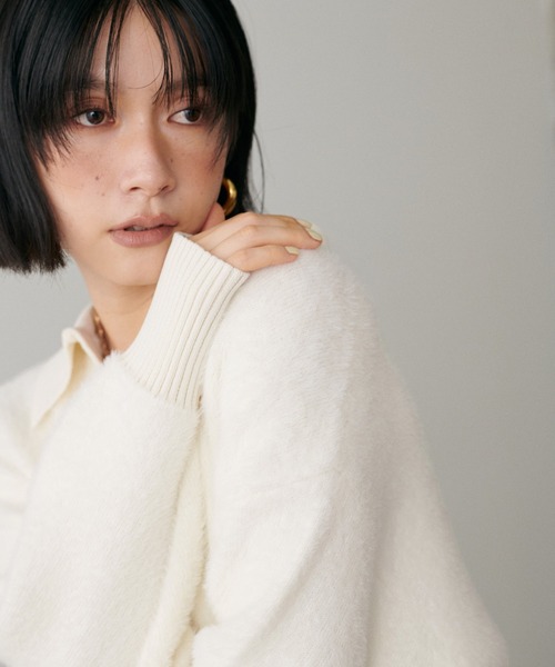 LARUTA（ラルータ）の「【LARUTA】スキッパーシャギーニットプルオーバー（ニット/セーター・レディース・ブラウン/ブラック/アイボリー/グレイッシュベージュ・FREE）」の5枚目の写真
