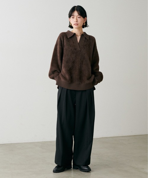 LARUTA（ラルータ）の「【LARUTA】スキッパーシャギーニットプルオーバー（ニット/セーター・レディース・ブラウン/ブラック/アイボリー/グレイッシュベージュ・FREE）」の22枚目の写真