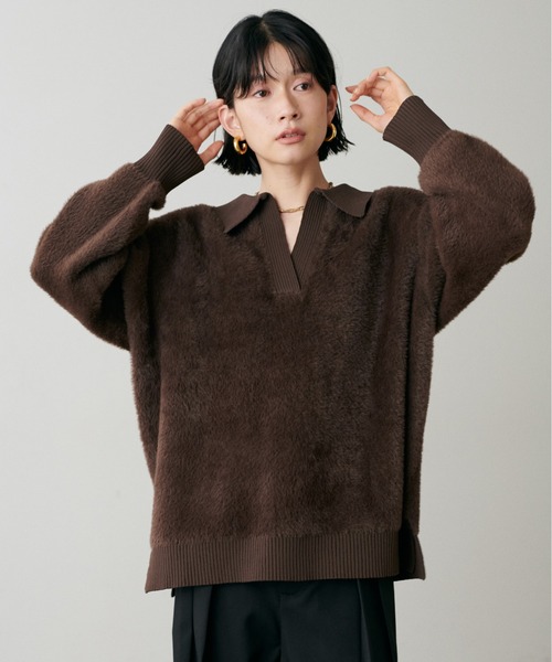 LARUTA（ラルータ）の「【LARUTA】スキッパーシャギーニットプルオーバー（ニット/セーター・レディース・ブラウン/ブラック/アイボリー/グレイッシュベージュ・FREE）」の19枚目の写真