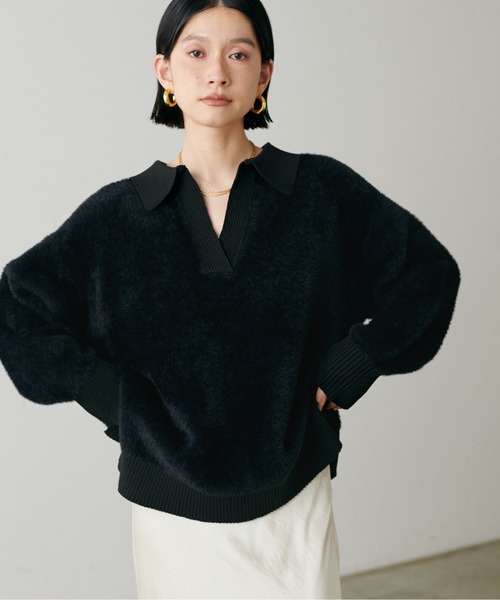 LARUTA（ラルータ）の「【LARUTA】スキッパーシャギーニットプルオーバー（ニット/セーター・レディース・ブラウン/ブラック/アイボリー/グレイッシュベージュ・FREE）」の13枚目の写真
