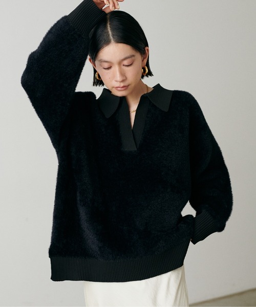 LARUTA（ラルータ）の「【LARUTA】スキッパーシャギーニットプルオーバー（ニット/セーター・レディース・ブラウン/ブラック/アイボリー/グレイッシュベージュ・FREE）」の15枚目の写真
