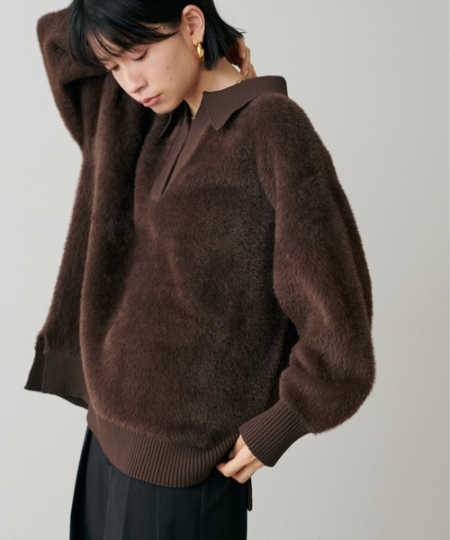 LARUTA（ラルータ）の「【LARUTA】スキッパーシャギーニットプルオーバー（ニット/セーター・レディース・ブラウン/ブラック/アイボリー/グレイッシュベージュ・FREE）」の21枚目の写真