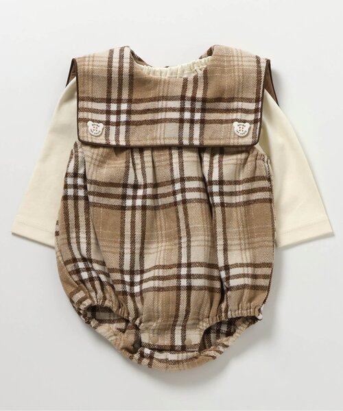 apres les cours(アプレレクール)の「セーラー衿サロペット+インナーセット(その他ベビーウェア・キッズ・アイボリー/ブラウン・70/80)」の2枚目の写真