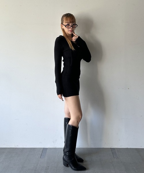 ハーフジップパーカーニットワンピース（ワンピース）｜d.i.a.（ダイヤ