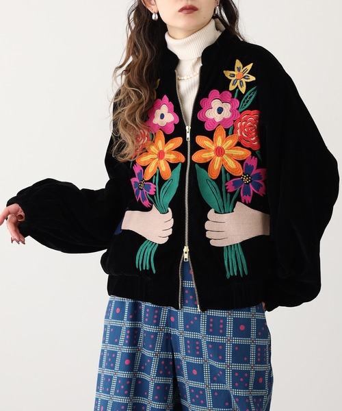 KILKI(キルキー)の「kilki レトロ ベロアブルゾン(ブルゾン・レディース・ブラック系その他/ブラック×ピンク/ブラック×シルバー・FREE)」の7枚目の写真