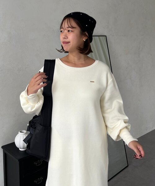 SAPON】ボートネック裏起毛スウェットワンピース（ワンピース）｜prose