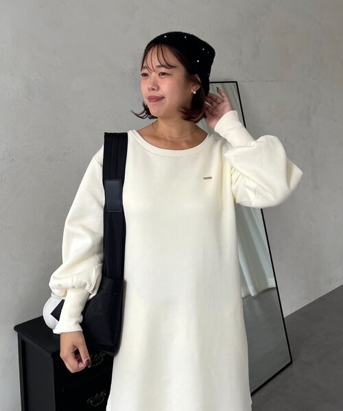 SAPON】ボートネック裏起毛スウェットワンピース（ワンピース）｜prose