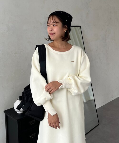 VETEMENTS スウェットワンピース セール】【SAPON】ボートネック裏起毛スウェットワンピース