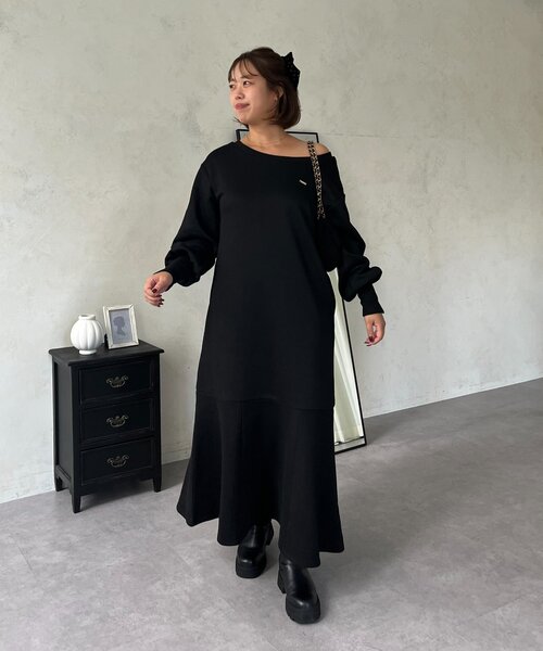 prose verse(プロズヴェール)の「【SAPON】ボートネック裏起毛スウェットワンピース(ワンピース・レディース・ブラック/アイボリー/グレー・MEDIUM/PL/PM/LARGE)」の17枚目の写真