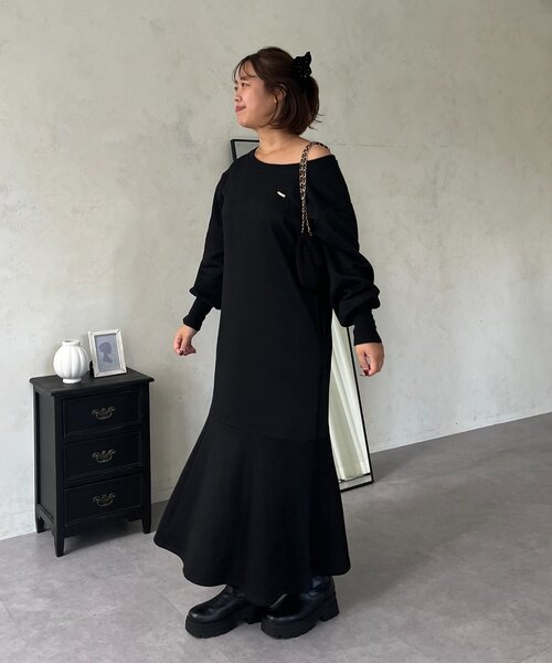 prose verse(プロズヴェール)の「【SAPON】ボートネック裏起毛スウェットワンピース(ワンピース・レディース・ブラック/アイボリー/グレー・MEDIUM/PL/PM/LARGE)」の19枚目の写真