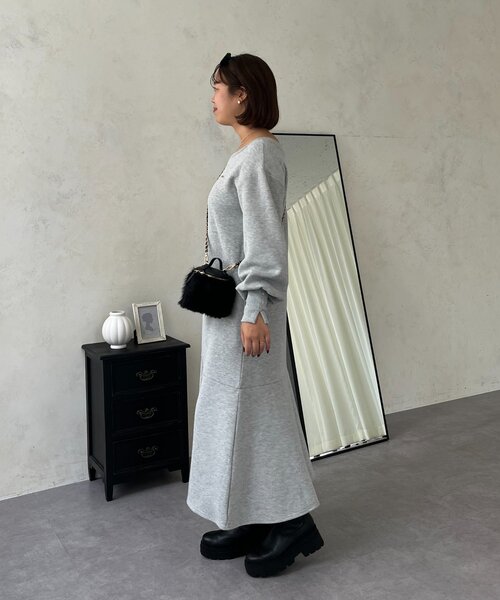 正規品♡ロゴ裏毛ワンピース♡チャコールグレー Rouge vif la cle（ルージュヴィフラクレ） ワンピース 「GREY CHORD