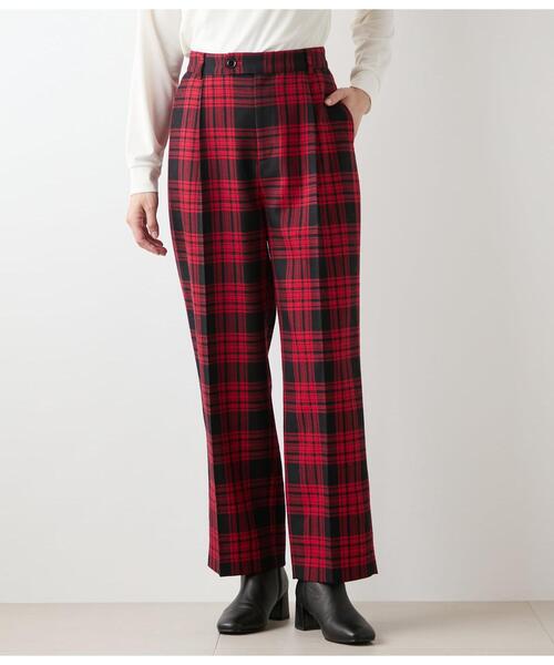 NEWYORKER(ニューヨーカー)の「ウールタータン ワンタックテーパードパンツ(その他パンツ・レディース・レッド・9号/11号)」の13枚目の写真