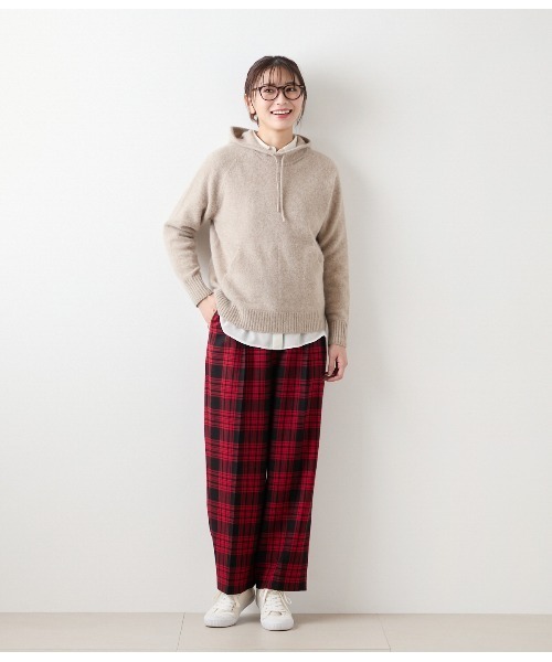 NEWYORKER(ニューヨーカー)の「ウールタータン ワンタックテーパードパンツ(その他パンツ・レディース・レッド・9号/11号)」の12枚目の写真