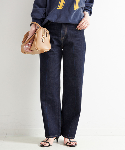 B.C STOCK(ベーセーストック)の「ウォッシャブル / DU JOUR/デュ ジュール NEW M-RISE TAPER JEAN(その他パンツ・レディース・ブルー系その他/ネイビー・36/38)」の2枚目の写真