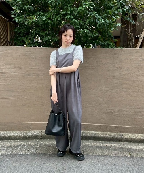 DRWCYS（ドロシーズ）の「タックワイドロンパース（サロペット/オーバーオール・レディース・ブラック/グレー・FREE）」の16枚目の写真