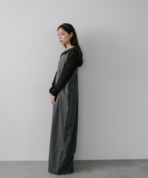 DRWCYS（ドロシーズ）の「タックワイドロンパース（サロペット/オーバーオール・レディース・ブラック/グレー・FREE）」の5枚目の写真