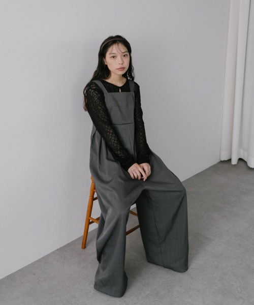 DRWCYS（ドロシーズ）の「タックワイドロンパース（サロペット/オーバーオール・レディース・ブラック/グレー・FREE）」の3枚目の写真