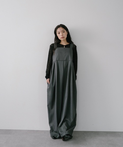 DRWCYS（ドロシーズ）の「タックワイドロンパース（サロペット/オーバーオール・レディース・ブラック/グレー・FREE）」の8枚目の写真