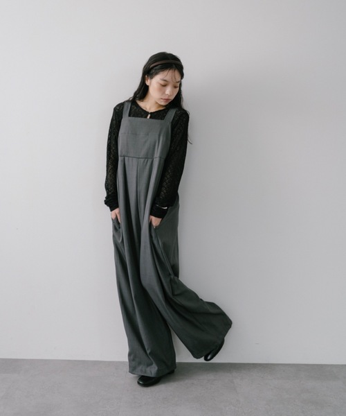 DRWCYS（ドロシーズ）の「タックワイドロンパース（サロペット/オーバーオール・レディース・ブラック/グレー・FREE）」の6枚目の写真