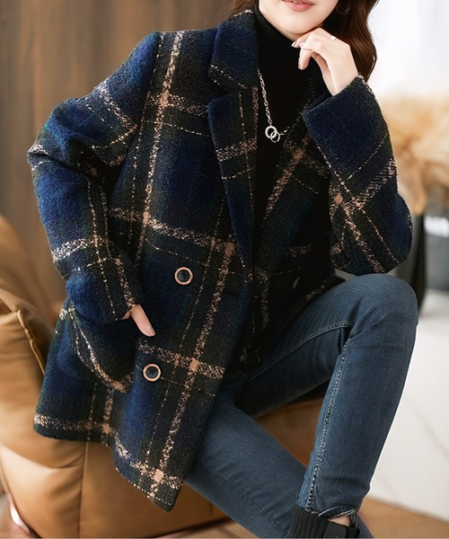 ANAYI チェック柄 ダブルブレストジャケット 36 S ANAYI チェック柄