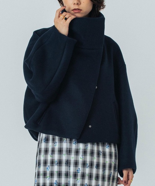mici ミチ ROSE BUDビッグスタンドジャケット ショート丈ウールコート ROSE BUD（ローズバッド）の「(mici)BIG STAND COLLAR BLOUSON（その他
