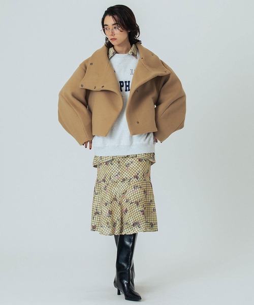 ROSE BUD（ローズバッド）の「(mici)BIG STAND COLLAR BLOUSON（その他アウター・レディース・ベージュ/ネイビー・S/M）」の14枚目の写真