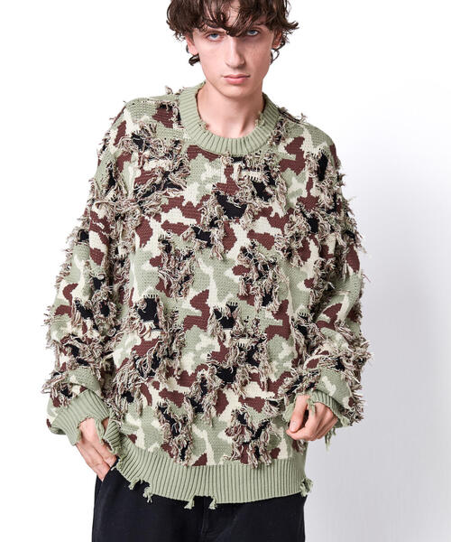 DANKE SCHON(ダンケシェーン)の「DankeSchon/ダンケシェーン/CAMO KNIT CREWNECK(ニット/セーター・メンズ・グレー/モスグリーン・M/L)」の10枚目の写真
