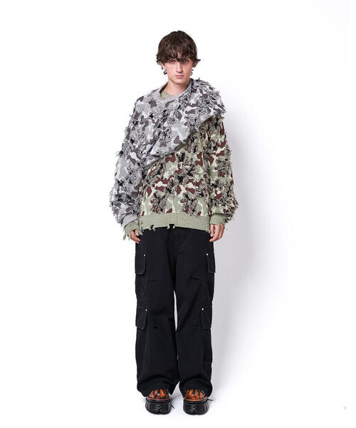 DANKE SCHON(ダンケシェーン)の「DankeSchon/ダンケシェーン/CAMO KNIT CREWNECK(ニット/セーター・メンズ・グレー/モスグリーン・M/L)」の11枚目の写真