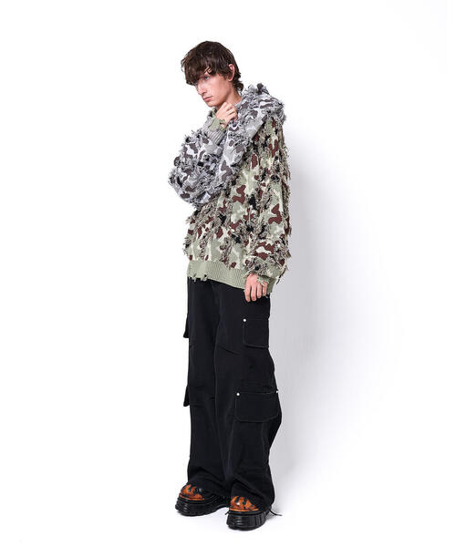 DANKE SCHON(ダンケシェーン)の「DankeSchon/ダンケシェーン/CAMO KNIT CREWNECK(ニット/セーター・メンズ・グレー/モスグリーン・M/L)」の12枚目の写真