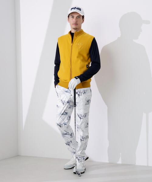 【ブラウン】プレーンニット/布帛 リバーシブルフルジップニットベスト <PERFORMANCE> (MENS) ブラウン】プレーンニット/布帛 リバーシブルフルジップニットベスト