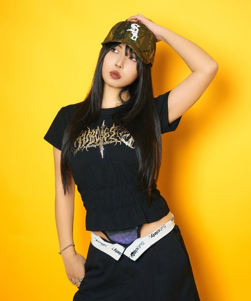 Subciety(サブサエティ)の「【WOMEN】Shirring tee(Tシャツ/カットソー・レディース・ホワイト/ブラック・FREE)」の6枚目の写真