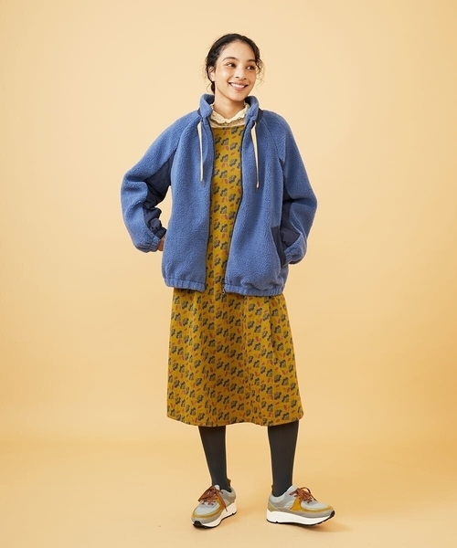 Jocomomola(ホコモモラ)の「Cruce ジャカード リーフ×フラワー柄ワンピース(ワンピース・レディース・マスタード/グリーン・40)」の12枚目の写真