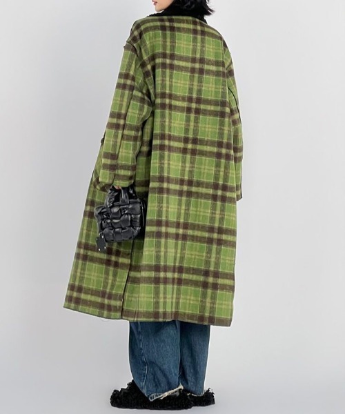 イタリア　チェックコート　ヴィンテージ　リバーシブル イタリア製素材スライバーチェックコート（73086521