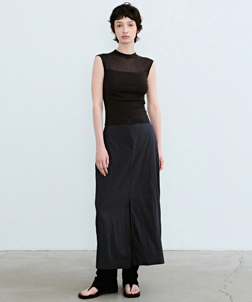 NICK&NICOLE(ニックアンドニコール)の「SHEER LINE SLEEVELESS_CHARCOAL(Tシャツ/カットソー・レディース・その他・FREE)」の4枚目の写真