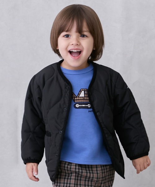 petit main（プティマイン）の「【リンク/撥水加工】キルティングジャケット（ブルゾン・キッズ・モカ/ライトカーキ/ブラック/アイボリー・110cm/90cm/100cm/130cm/120cm/80ｃｍ）」の2枚目の写真