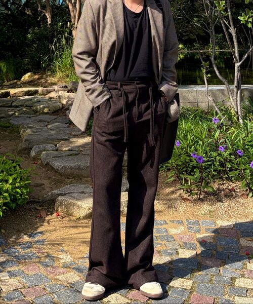 DNSR(ディーエヌエスアール)の「ベルテッドウールフレアスラックスブラウン(スラックス・メンズ・その他・LARGE/X-LARGE/SMALL/MEDIUM)」の5枚目の写真