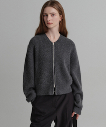 アラニジップアップニット_チャコール / ALANI WOOL ZIP UP KNIT_CHARCOAL