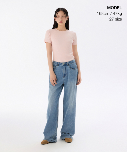 MUSINSA STANDARD WOMAN（ムシンサスタンダードウーマン）の「ウィメンズリネンライクワイドデニムパンツ[ライトインディゴ]（デニムパンツ・レディース・その他・23/25/26/27/28/29/30/24/32）」の2枚目の写真