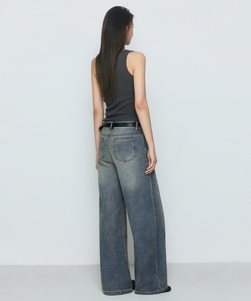 MUSINSA STANDARD WOMAN（ムシンサスタンダードウーマン）の「ウィメンズワイドトラペーズデニムパンツ[ラスティブルー]（デニムパンツ・レディース・その他・30/24/25/26/27/28/29）」の3枚目の写真