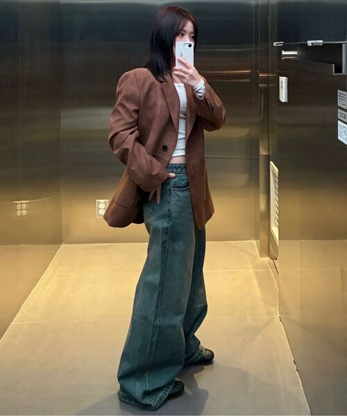 MUSINSA STANDARD WOMAN（ムシンサスタンダードウーマン）の「ウィメンズワイドトラペーズデニムパンツ[ラスティブルー]（デニムパンツ・レディース・その他・30/24/25/26/27/28/29）」の9枚目の写真