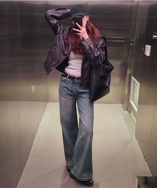 MUSINSA STANDARD WOMAN（ムシンサスタンダードウーマン）の「ウィメンズワイドトラペーズデニムパンツ[ラスティブルー]（デニムパンツ・レディース・その他・30/24/25/26/27/28/29）」の10枚目の写真