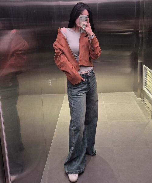 MUSINSA STANDARD WOMAN（ムシンサスタンダードウーマン）の「ウィメンズワイドトラペーズデニムパンツ[ラスティブルー]（デニムパンツ・レディース・その他・30/24/25/26/27/28/29）」の13枚目の写真