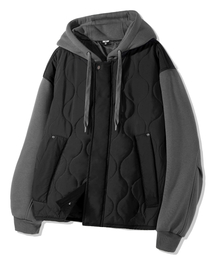 TRILLION（トリリオン）の「SWEAT MIX HOODED VERSITY QUILTED JACKET (PIGMENT)（MA-1）」