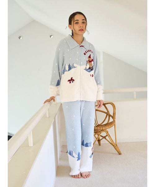 セール】【HOLIDAY】スキーベアジャガードロングパンツ（ルームウェア