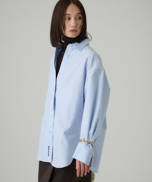 BABYLONE（バビロン）の「オックス刺繍オーバーシャツ（シャツ/ブラウス・レディース・ホワイト/サックスブルー・フリー）」の14枚目の写真