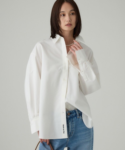 BABYLONE（バビロン）の「オックス刺繍オーバーシャツ（シャツ/ブラウス・レディース・ホワイト/サックスブルー・フリー）」の3枚目の写真