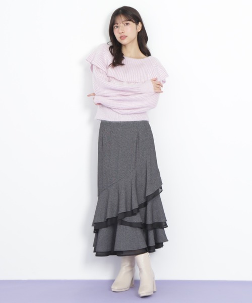 JILL by JILL STUART（ジルバイジルスチュアート）の「◇ランダムヘムシアースカート（スカート・レディース・ラベンダー/ホワイト/ブラック系その他・FREE）」の5枚目の写真