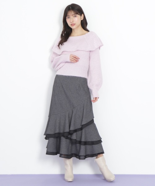 JILL by JILL STUART（ジルバイジルスチュアート）の「◇ランダムヘムシアースカート（スカート・レディース・ラベンダー/ホワイト/ブラック系その他・FREE）」の4枚目の写真