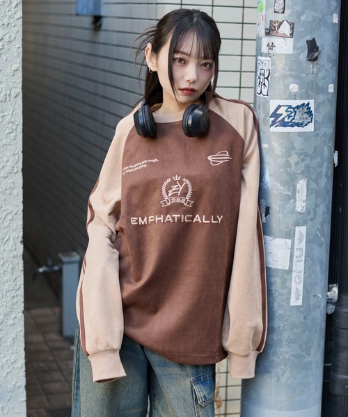 WEGO（ウィゴー）の「WEGO/【25年秋冬新作】フェイクスウェードゲームプルオーバー（スウェット・メンズ・チャコールグレー/ネイビー/アイボリー/ブラウン・MEDIUM/LARGE）」の4枚目の写真