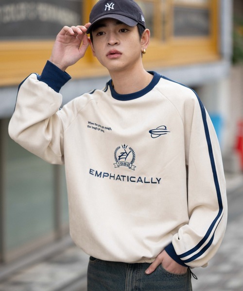 WEGO（ウィゴー）の「WEGO/【25年秋冬新作】フェイクスウェードゲームプルオーバー（スウェット・メンズ・チャコールグレー/ネイビー/アイボリー/ブラウン・MEDIUM/LARGE）」の2枚目の写真